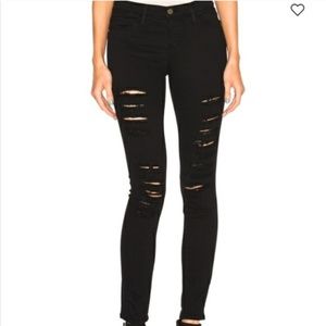 Frame Le Skinny de Jeanne  Distressed Film Noir 27